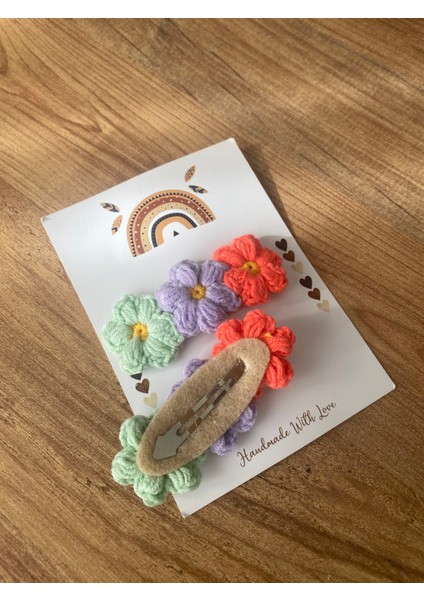 El Örgüsü Amigurumi Çiçekli Çıt Çıt Toka | Bebek ve Kız Çocuk Saç Tokası | Yumuşak Iplik – El Yapımı Aksesuar fiyatları