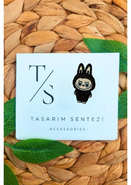 Rozet Metal Broş Labubu Siyah Oyuncak Bebek Yaka Çanta Kıyafet Şapka Aksesuar