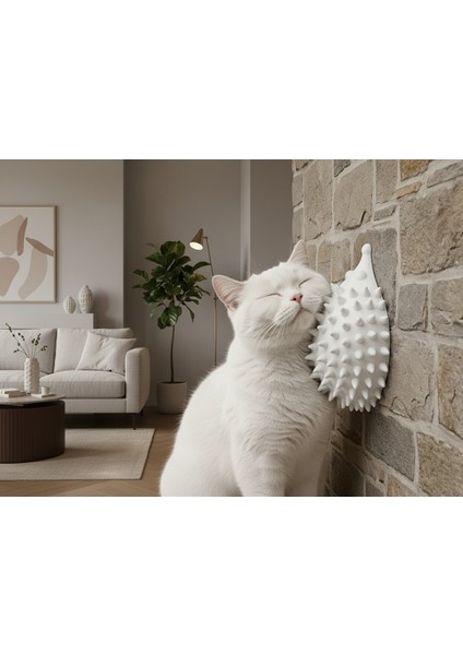 Sevimli Kirpi Tasarımlı Duvar Tipi Kedi Kaşıma Tarağı ve Masaj Aleti - Tüy Toplayıcı Kedi Köşe Kaşıyıcı (Self Groomer)