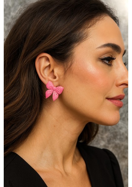 Snow Glow Bow – El Yapımı Işıltılı Fiyonk Polimer Kil Küpe fiyatları