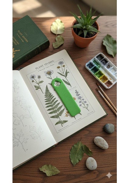 Özel Seri Yeşil Simli Kitap Ayracı El Yapımı Yılbaşı Ağacı Motifli | Kitap Severler Için Şık Hediye