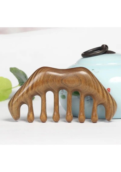 Ahşap Sandal Ağacı Gugu Masaj Yüz Masaj Gua Sha Saç Tarağı Model 13