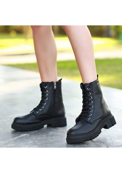 Bria Siyah Cilt Bağcıklı Bot - Lisinya indirimleri