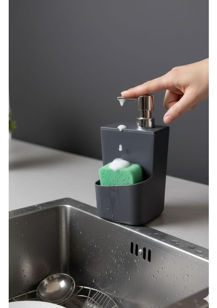 Sıvı Sabunluk Deterjanlık Süngerlik Plastik Kullanışlı 650ML