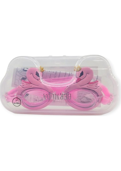 Çocuk Yüzücü Gözlüğü Silikon Taşıma Çantalı Pembe Kuğu - 9014 (Lisinya) indirimleri