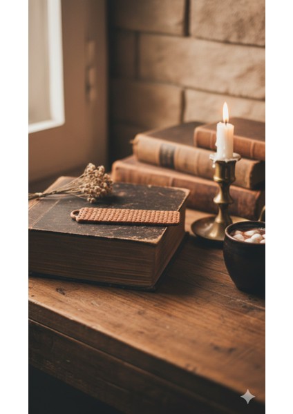 Rustik Görünümlü Polimer Kil Kitap Ayracı | El Yapımı | Dayanıklı ve Çok Hafif | Hasır Efektli fırsatları