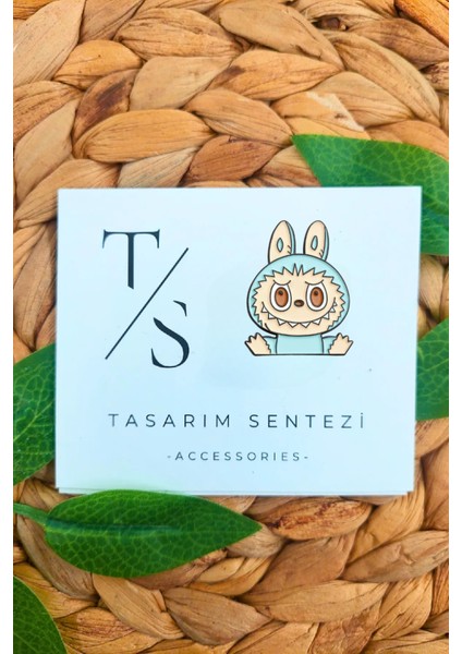 Rozet Metal Broş Labubu Mavi Oyuncak Bebek Yaka Çanta Kıyafet Şapka Aksesuar