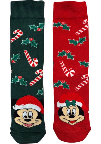 Al Bi 90Lık 2'li Set Mickey Mouse ve Mini Mouse Pamuklu Çorap modelleri
