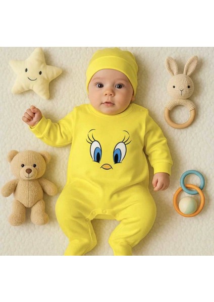 Kız Erkek Bebek Yeni Doğan Unısex Kuş Gözü Baskılı Şapkalı Pamuklu Tulum Takım fiyatları