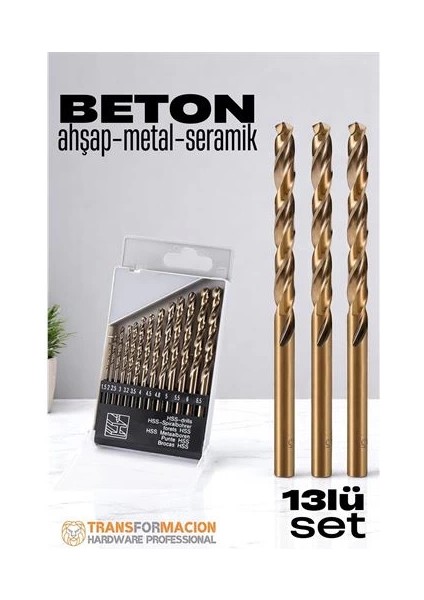 Bfs Beton Matkap Ucu Seti- Çelik Beton Metal Ahşap Matkap 13 Lü Set