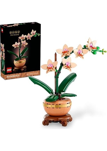 Botanicals Mini Orkide 10343 – Açık Renkli Terakota Saksı ve Ahşap Efektli Kaide Içeren Yetişkin Kadın... + 2 LEGO Set