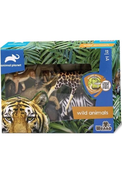 Eğitici Oyuncak SH-5901 Vardem Kutulu 12 Parça Vahşi Hayvan Seti