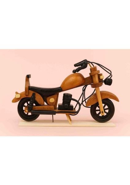 Vintage Retro Dekoratif Ahşap Motorsiklet 20 cm