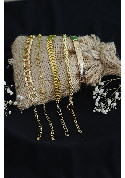 Kombin Bileklik Altın Kaplama Lüks Trend 5 Adet - 5120002111-1923 fiyatları