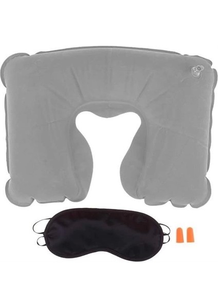 Üçlü Seyahat Seti Şişme Yastık Göz Bandı Kulak Tıkacı ( Lisinya ) fırsatları