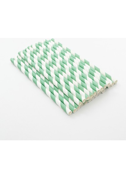 Zorlu Ekolojik Ürünler 8X200 mm Yeşil Beyaz Kağıt Pipet 100 Adet