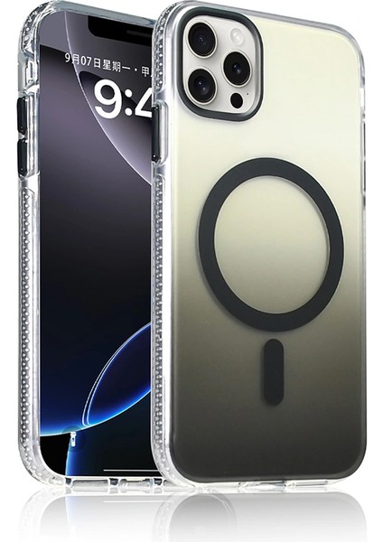 Apple iPhone 16 Pro Kılıf M-Safe Şarj Özellikli Transparan Renk Geçişli Redclick Toros Kapak
