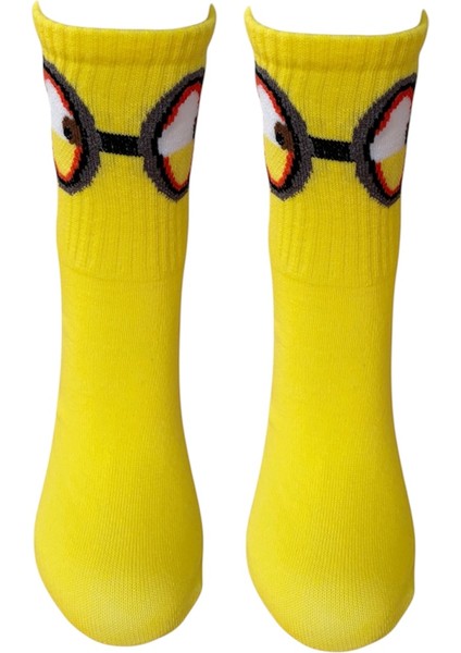 Minion Rush Karakter Desenli Pamuklu Kolej Çorap modelleri