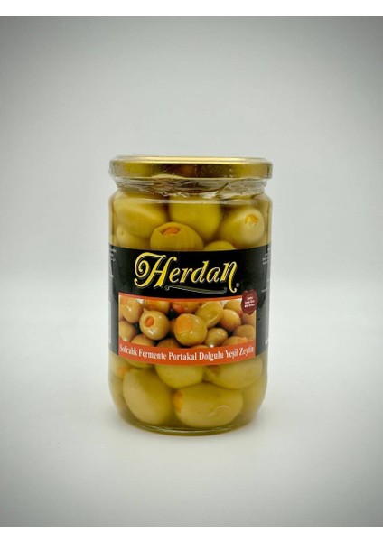 720CC Cam Kavanoz Portakallı Yeşil Zeytin (NET:400GR)