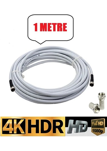 1 Metre U6 Kablo Rg6/u6 Uydu Anten Kablosu Tak Kullan Full Hd 3D4K 1080 Uyumludur Hazır Çalıştır