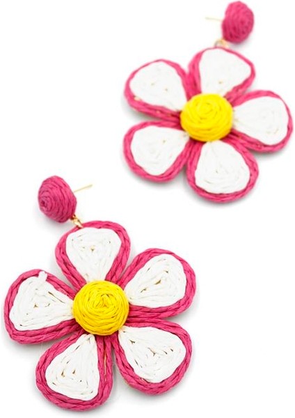 Kumaş Papatya Küpe - Fuşya fiyatları