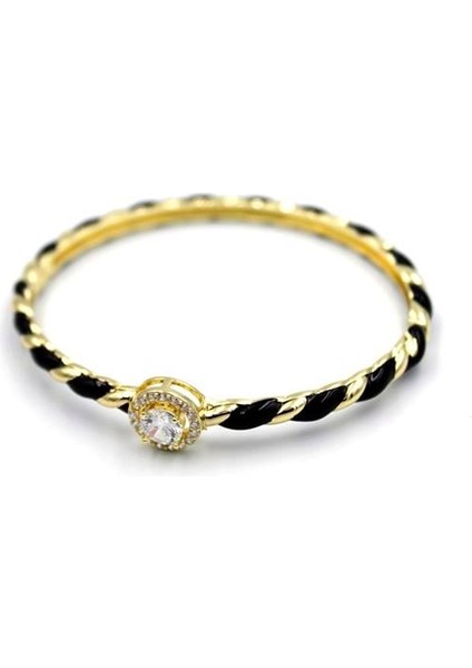 Mineli Taşlı Bilezik - Siyah