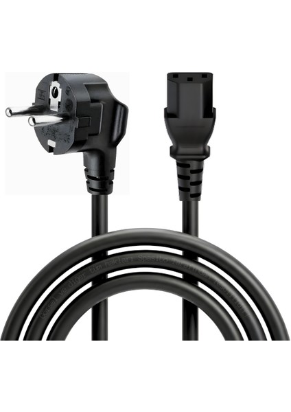 Power Kablosu 1.5 Metre Siyah - 220-500W Destekli Masaüstü Bilgisayar, Monitör ve Yazıcı Uyumlu Pc Güç Kablosu