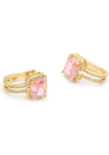 Taşlı Küpe - Pembe