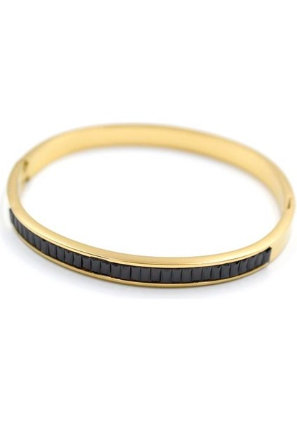 Baget Taşlı Bilezik - Siyah