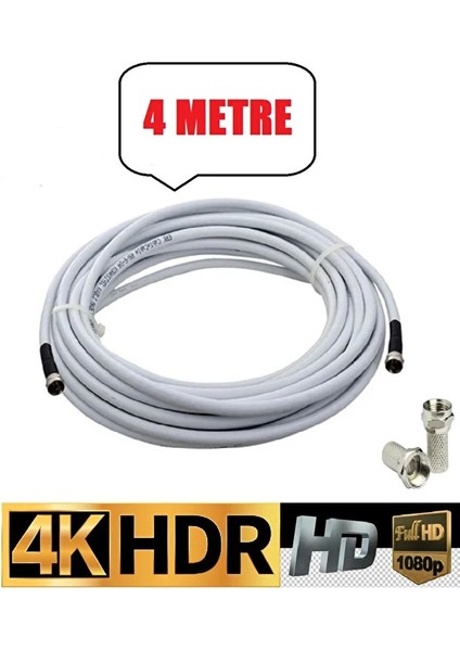 4 Metre U6 Kablo Rg6/u6 Uydu Anten Kablosu Tak Kullan Full Hd 3D4K 1080 Uyumludur Hazır Çalıştır