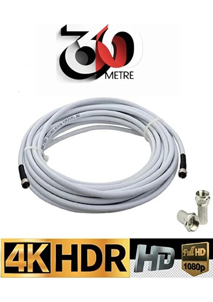 30 Metre U6 Kablo Rg6/u6 Uydu Anten Kablosu Tak Kullan Full Hd 3D4K 1080 Uyumludur Hazır Çalıştır