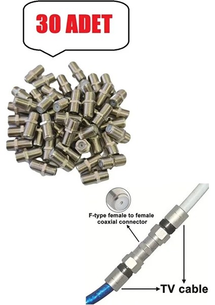 30 Adet Tv Anten Kablo Konnektörü F/f Dişi Rg6 Koaksiyel Kablo Ara Uzatıcı Birleştirici F Konnektörü fiyatları