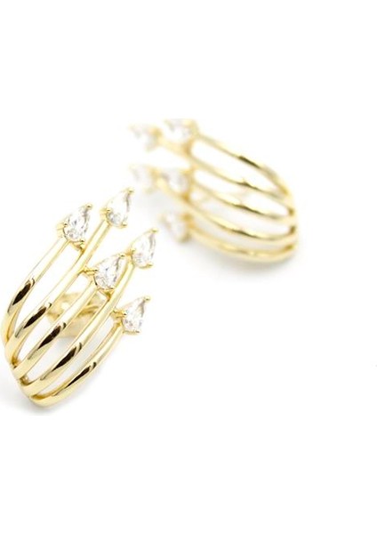 Taşlı Küpe - Altın