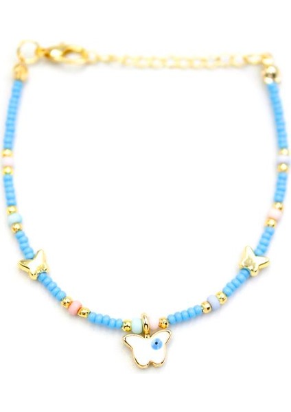 Kelebek Boncuk Bileklik - Açık Mavi fiyatları