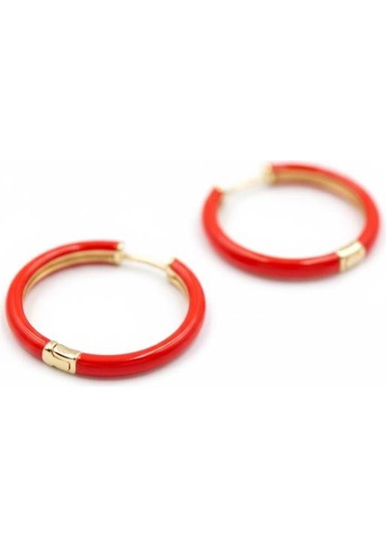 Mineli Halka Küpe - Kırmızı fiyatları