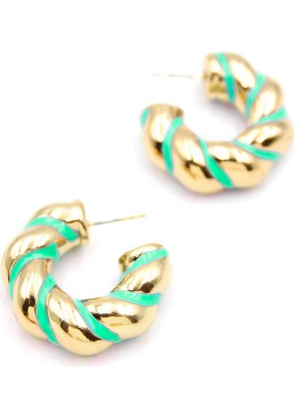 Mineli Halka Küpe - Yeşil