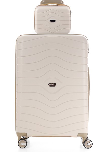 Ultra Hafif Polipropilen Körüklü Ekstra Hacim Orta+Makyaj 2 Li Valiz Seti