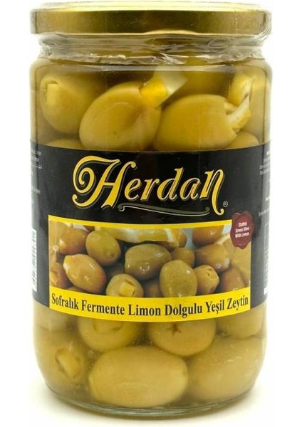 720CC Cam Kavanoz Limonlu Yeşil Zeytin (NET:400GR)