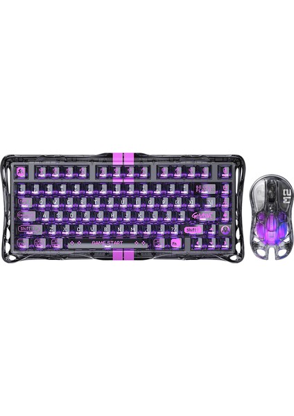 Mercury V75 Lite Hall Effect, Rapid Trigger 8.000 Hz Kablolu Manyetik Klavye + M2 26.000 Dpı Rgb Kablosuz Mouse Oyuncu Seti, Şeffaf Siyah