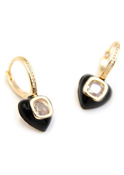 Mineli Kalp Küpe - Beyaz