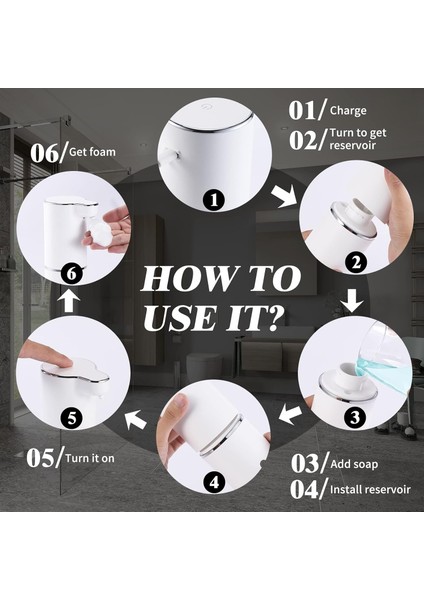 Laopao Sensörlü Otomatik Köpük Sabunluk – Duvara Monte, USB Şarjlı, Temassız Dağıtıcı (Beyaz) indirimleri