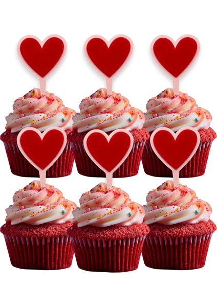 6 Adet I Love You Temalı Cupcake Süsü (Seni Seviyorum) - Kaliteli Malzeme modelleri