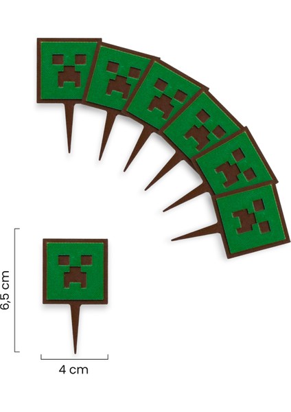 6 Adet Minecraft Temalı Cupcake Süsü - Kaliteli Malzeme fiyatları