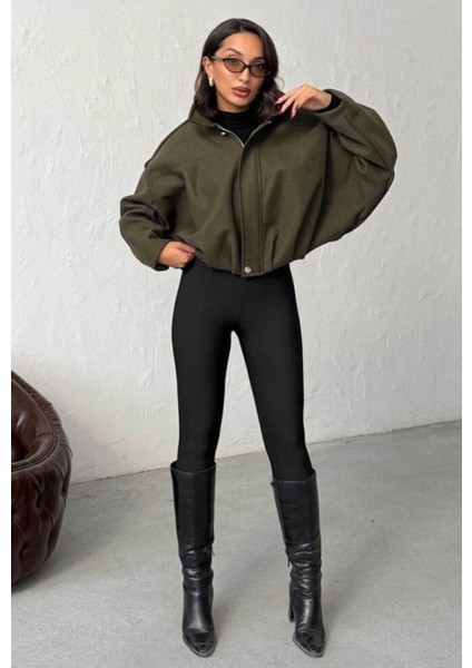Bayan Haki Kısa Kaşe Fermuarlı Bomber Kaban Mont Ceket fiyatları