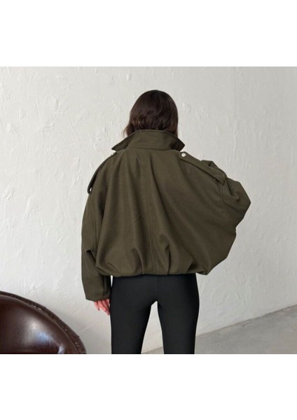 Bayan Haki Kısa Kaşe Fermuarlı Bomber Kaban Mont Ceket fırsatları