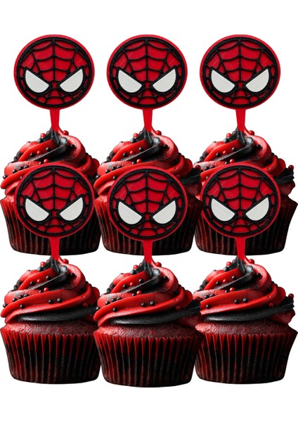 6 Adet Örümcek Adam Temalı Cupcake Süsü (Doğum Günü) - Kaliteli Malzeme modelleri
