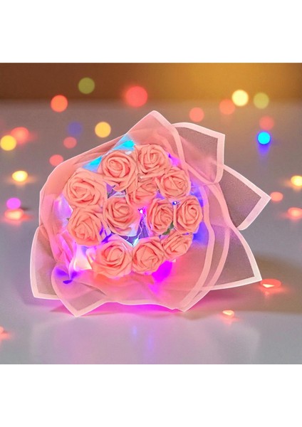LED Işıklı Pembe Gül Buketi Anneye Sevgiliye Arkadaşa Hediye Yapay Kelebek Buleti fiyatları