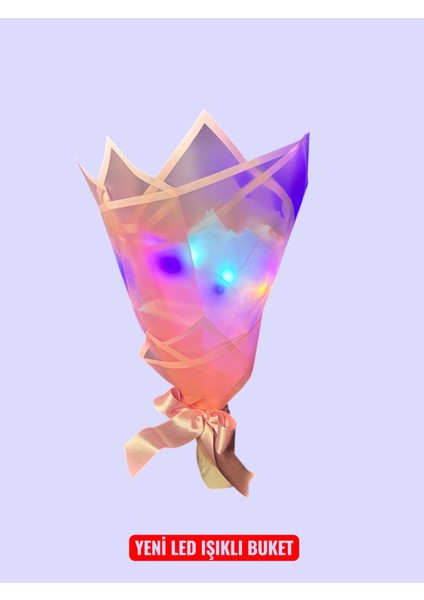 LED Işıklı Pembe Gül Buketi Anneye Sevgiliye Arkadaşa Hediye Yapay Kelebek Buleti modelleri