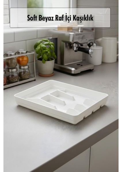 Soft Beyaz Akrilik Raf Içi Kaşıklık 26,5×34,5×4,5 cm