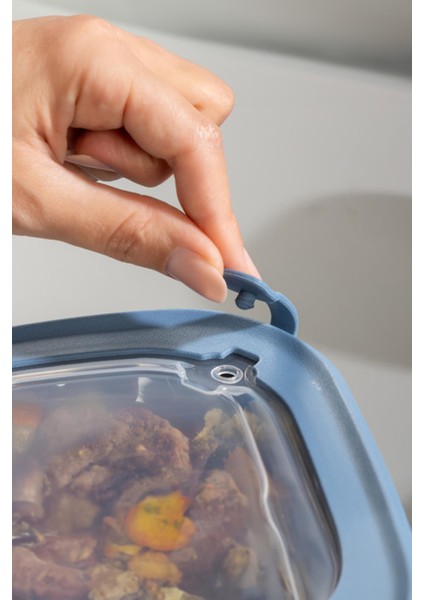 Kare 3 Parça Vakumlu Sızdırmaz Hava Almaz Saklama Kabı Seti Mavi (1800/1100/600 Ml) fırsatları